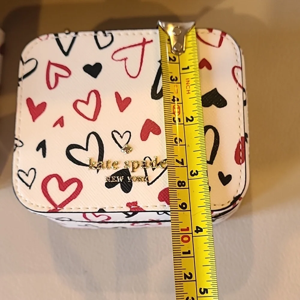 Kate Spade Staci scribble hearts printed travel jewelry box holder Valentine's - Picture 6 of 7